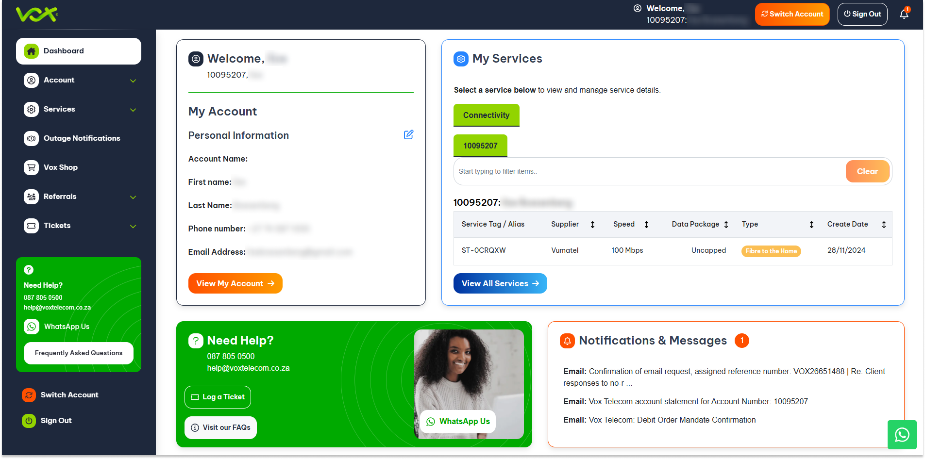 CZ Dashboard 1 | Vox | Manage Your Account