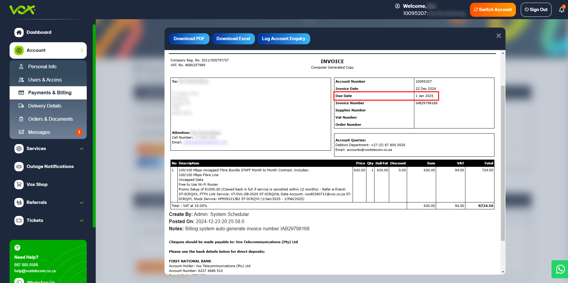Payment Due Date | Vox | My Payment Due Date
