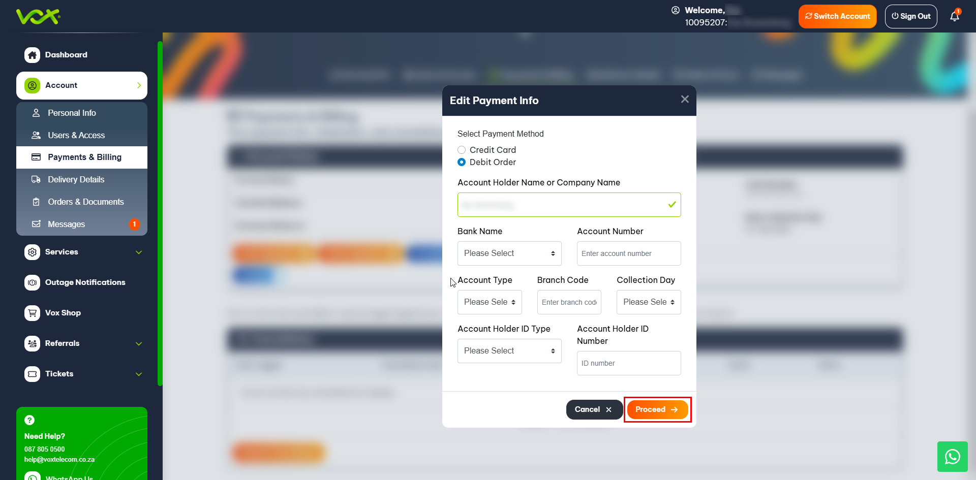 Debit Order | Vox | Debit Orders and Mandate Acceptance