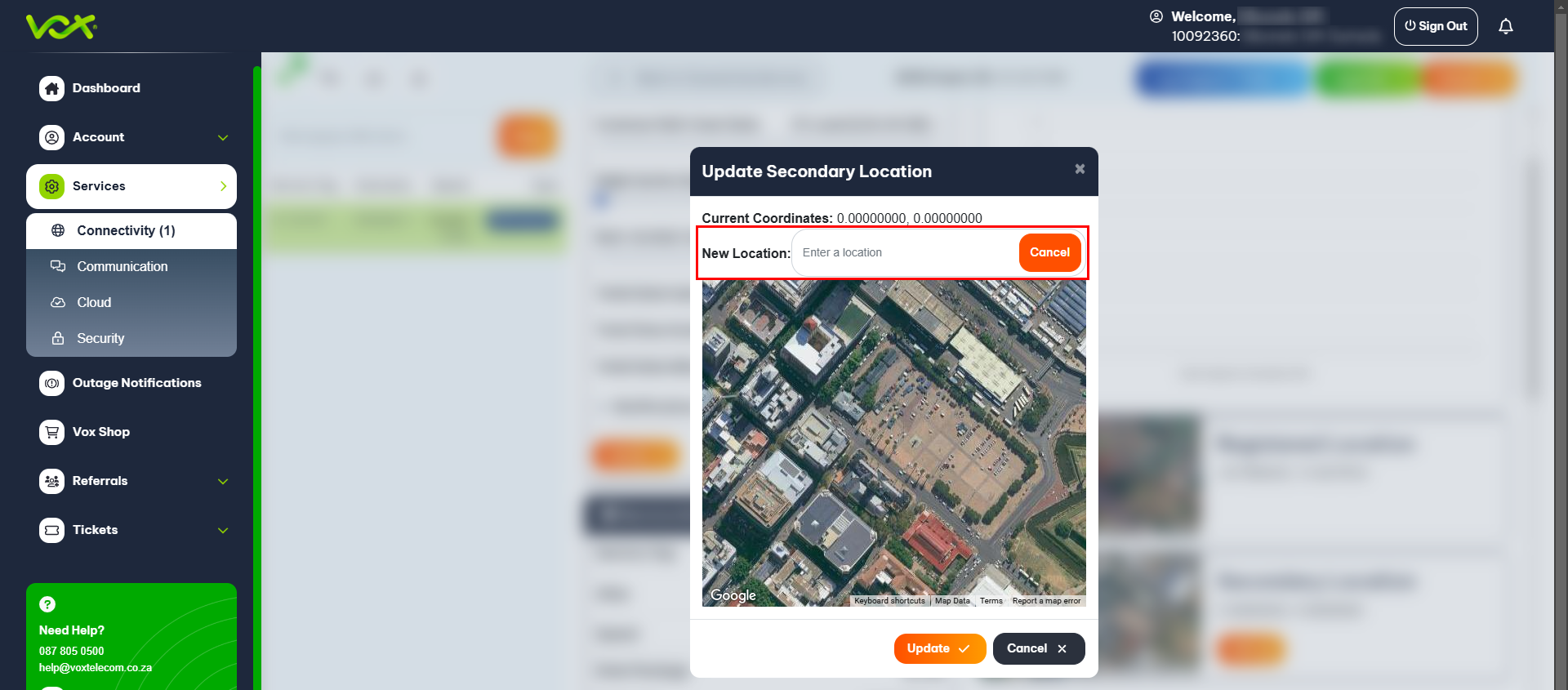 New Location | Vox | Manage your MTN Secondary Location