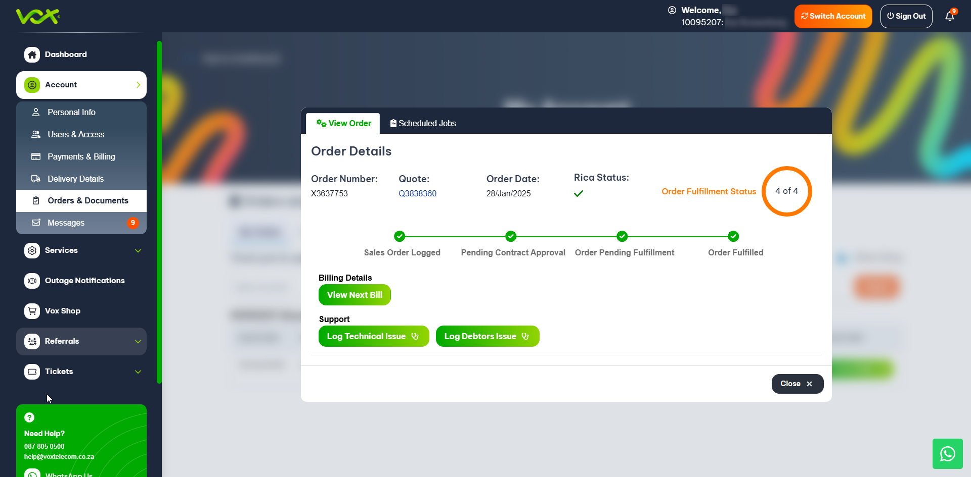 Order Details | Vox | Activate your 60 free voice minutes