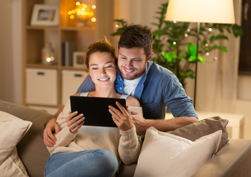 Husband wife remote home setting connected to the Fibre internet