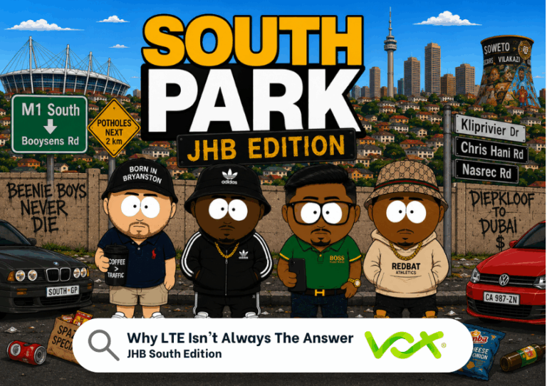 South Park style image indicating the different people of Johannesburg South